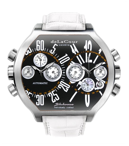 Replica DeLaCour BiChrono S2 Steel Black and White WAST2129-0979 Replica Watch